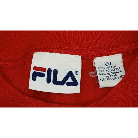 Vintage 90s FILA Sweatshirt Mens XXL RedSpell Out Logo Embroider Sweatshirt - Picture 3 of 3